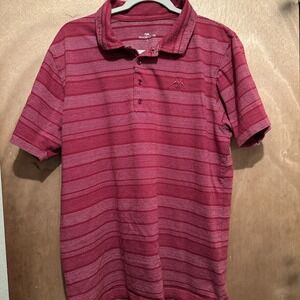 Princess Cruises Polo Shirt Men's L Red Striped Embroidered Logo